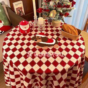 Retro Plaid DachshundChristmas Tablecloth